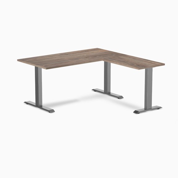 Desky Zero Laminate L-Shape Office Desk - Natural Walnut / 59 X 29.5 X 61 X 19.7 Inches / Space Gray