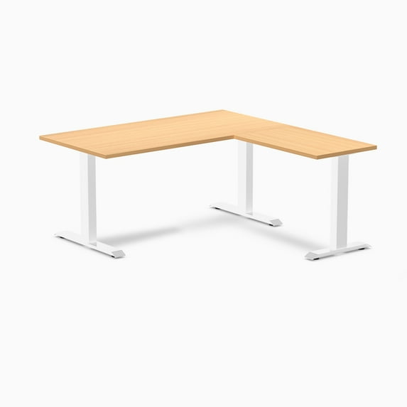 Desky Zero Laminate L-Shape Office Desk - Select Beech / 59 X 29.5 X 61 X 19.7 Inches / White