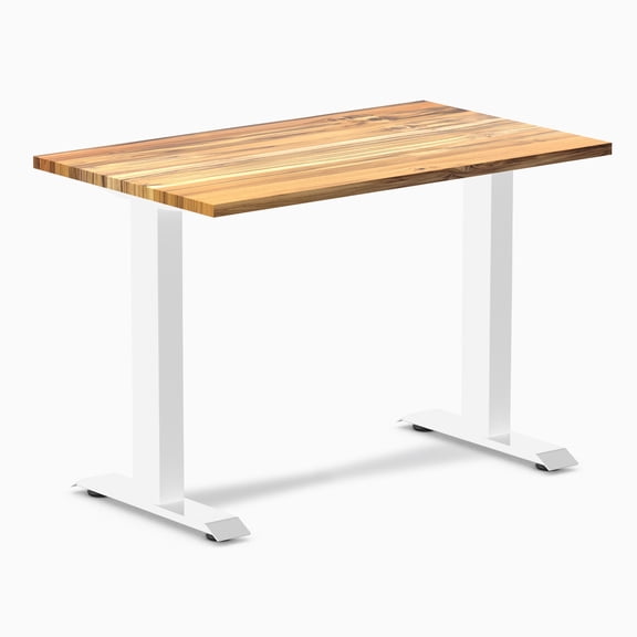 Desky Zero Mini Hardwood Office Desk - Teak / 40" X 24" / White