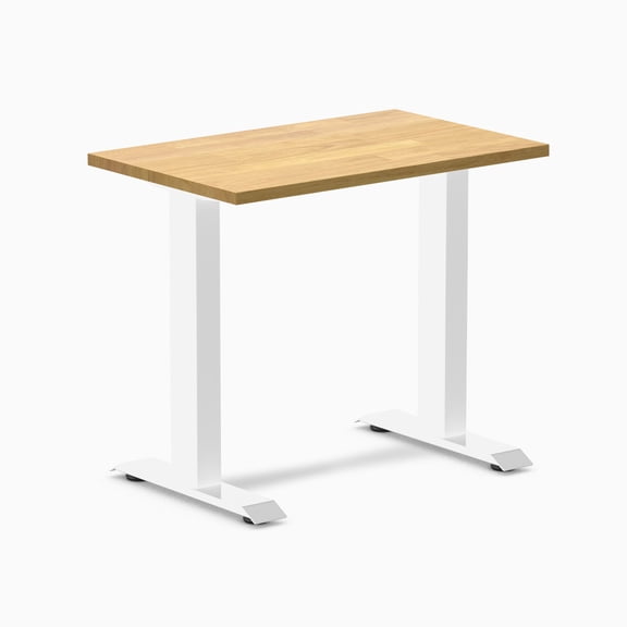 Desky Zero Mini Rubberwood Office Desk - Light Oak / 32" X 20" / White