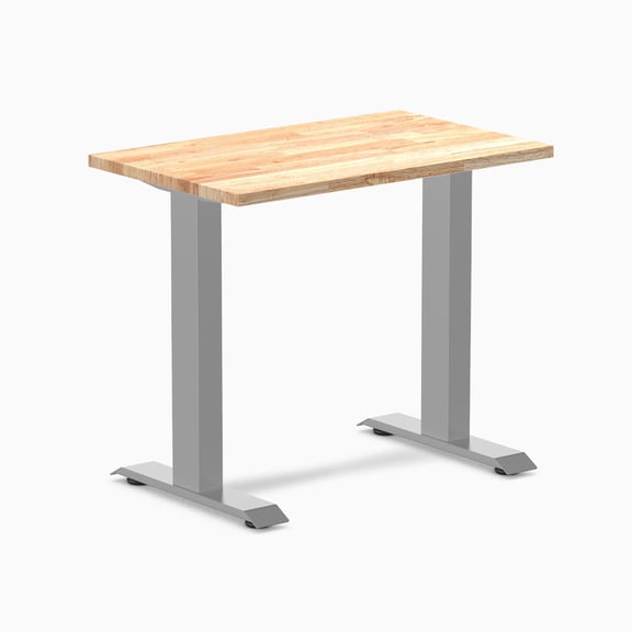 Desky Zero Mini Rubberwood Office Desk - Natural / 32" X 20" / Gray