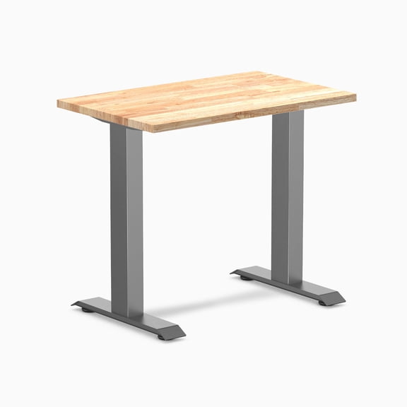 Desky Zero Mini Rubberwood Office Desk - Natural / 32" X 20" / Space Gray
