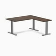 thumbnail image 1 of Desky Zero Rubberwood L-Shape Office Desk - Dark Walnut / 60 X 30 X 62 X 20 Inches / Space Gray, 1 of 7