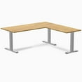 thumbnail image 1 of Desky Zero Rubberwood L-Shape Office Desk - Light Oak / 72 X 30 X 70 X 24 Inches / Gray, 1 of 7