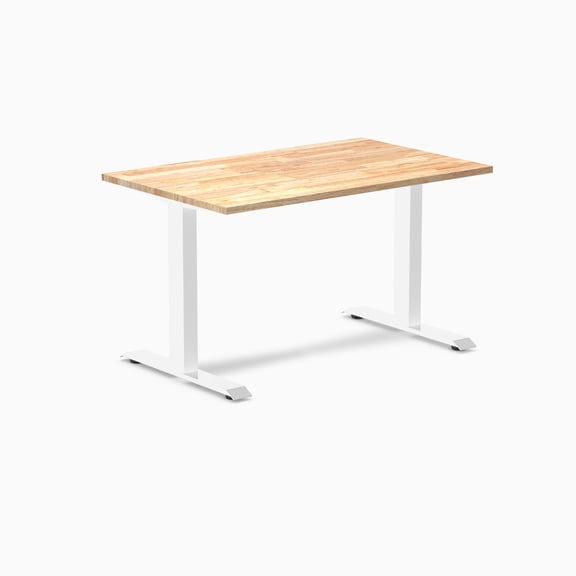 Desky Zero Rubberwood Office Desk - Natural Timber / 48 X 30 Inches / White