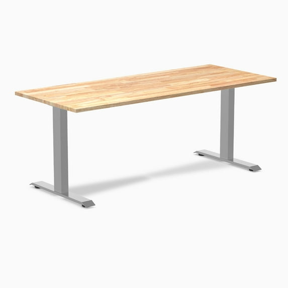 Desky Zero Rubberwood Office Desk - Natural Timber / 72 X 30 Inches / Gray