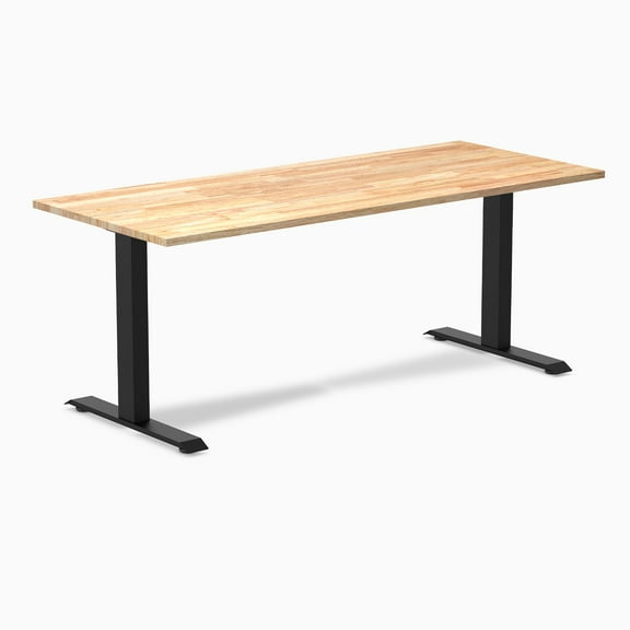 Desky Zero Rubberwood Office Desk - Natural Timber / 72 X 30 Inches / Matte Black