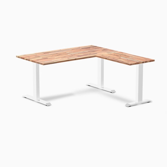 Desky Zero Softwood L-Shape Office Desk - Acacia / 60 X 30 X 62 X 20 Inches / White