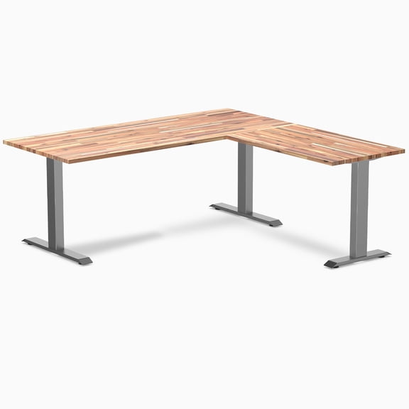 Desky Zero Softwood L-Shape Office Desk - Acacia / 72 X 30 X 70 X 24 Inches / Space Gray
