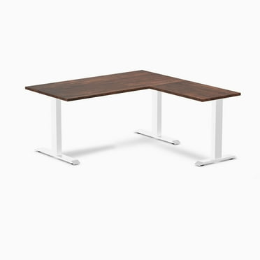 Desky Zero Softwood L-Shape Office Desk - American Rustic Pine / 60 X 30 X 62 X 20 Inches / White