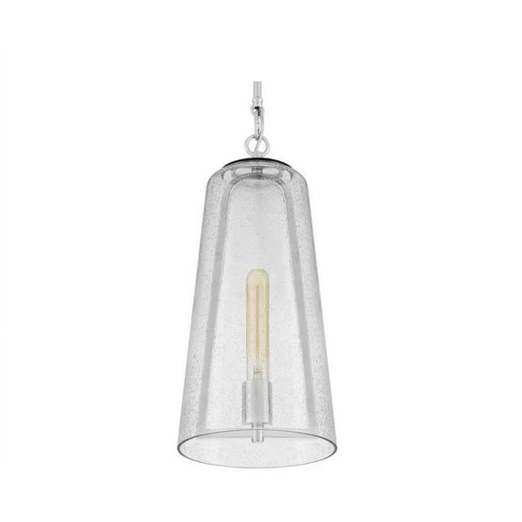 Desmond 60-Watt 1-Light Polished Nickel Pendant with Smoke Seedy Glass Shade