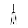 thumbnail image 1 of Desmond 60-Watt 1-Light Black Pendant with Smoke Seedy Glass Shade, 1 of 1