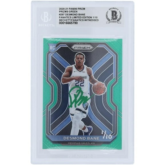 Desmond Bane Memphis Grizzlies Autographed 2020-21 Panini Prizm Green Prizm #297 #/10 Beckett Fanatics Witnessed Authenticated Rookie Card - Fanatics Authentic Certified