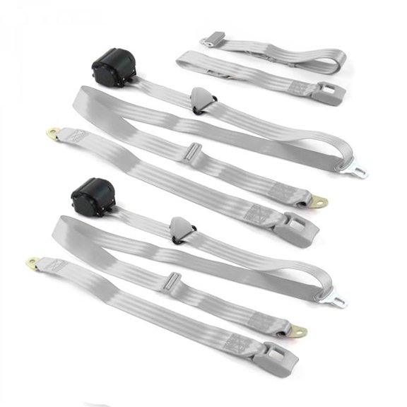 Desoto 1929-1945 Standard 3 Point Gray & Grey Retractable Bench Seat Belt Kit - 3 Belts