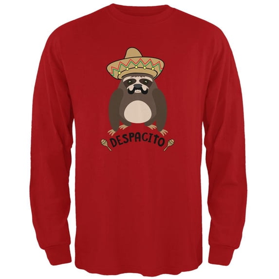 Despacito Means Slowly Funny Sloth Pun Mens Long Sleeve T Shirt Red SM