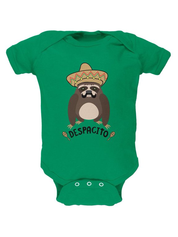 Despacito Means Slowly Funny Sloth Pun Soft Baby One Piece Kelly Green 0-3 M
