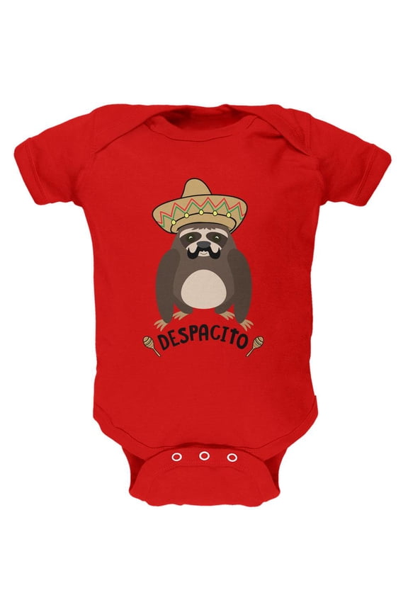 Despacito Means Slowly Funny Sloth Pun Soft Baby One Piece Red 12-18 M