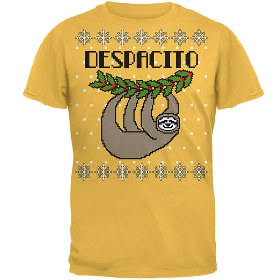 Despacito Means Slowly Sloth Funny Ugly Christmas Sweater Mens Soft T Shirt Honey MD
