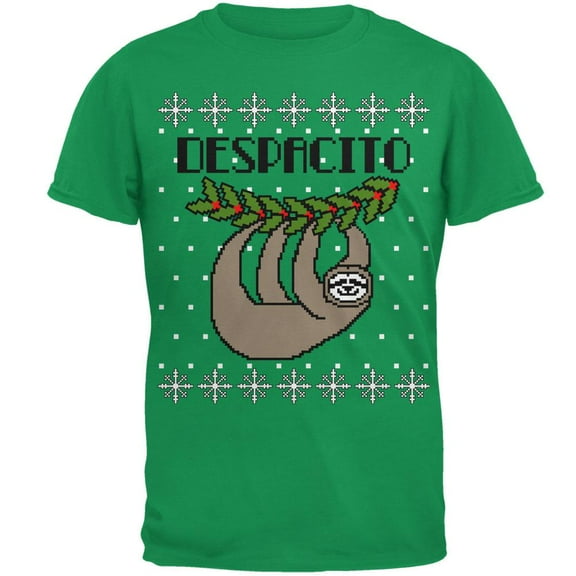 Despacito Means Slowly Sloth Funny Ugly Christmas Sweater Mens T Shirt Irish Green X-LG