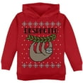 thumbnail image 1 of Despacito Means Slowly Sloth Funny Ugly Christmas Sweater Toddler Hoodie Red 3T, 1 of 1