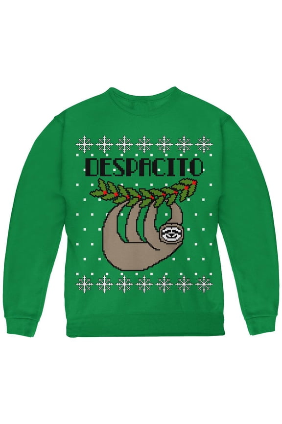 Despacito Means Slowly Sloth Funny Ugly Christmas Sweater Youth Sweatshirt Green YLG