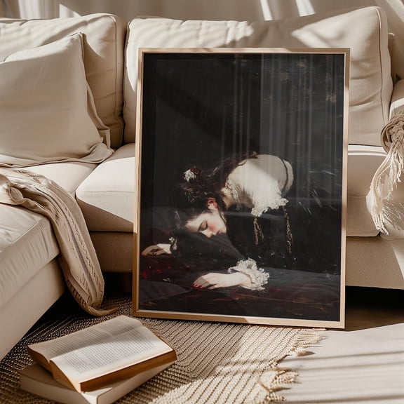 Despaired Woman,, Classic Art Sophisticated Renaissance Baroque Style, at Home,, B005, Unframed Paper Poster 8x10in