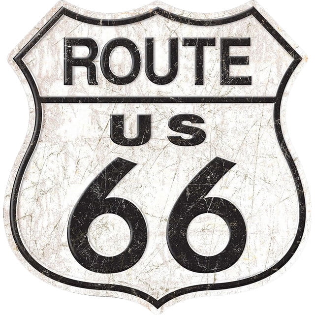 Large Embossed Aluminum Die Cut Route 66 Sign