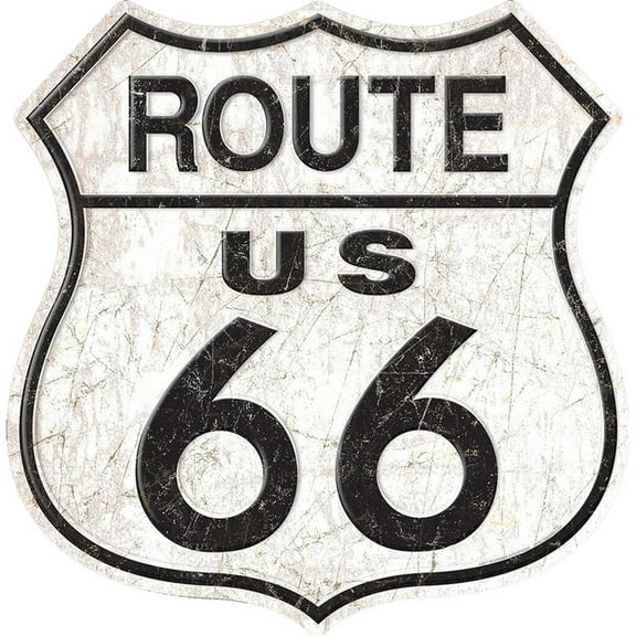 Large Embossed Aluminum Die Cut Route 66 Sign