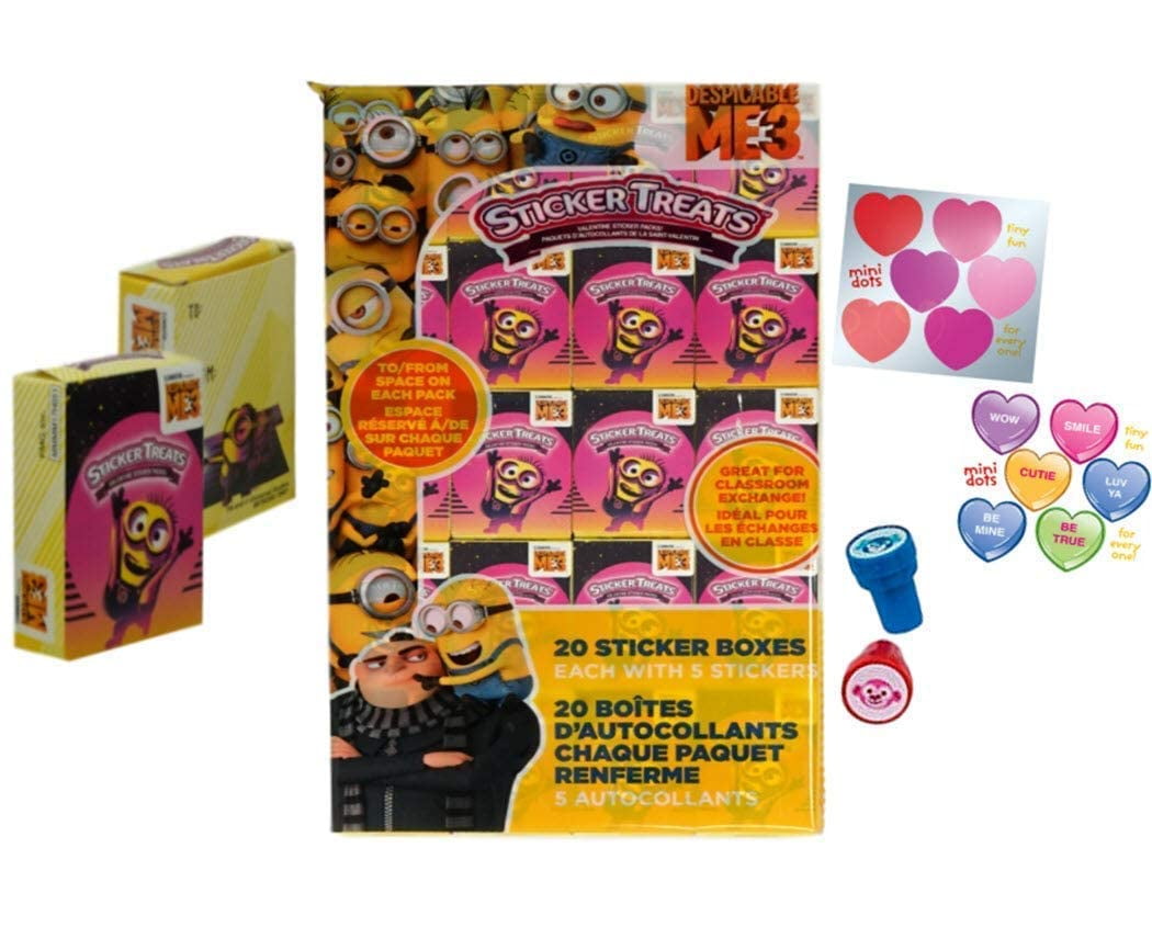 Despicable Me 3 Valentine's Day Treat w/ Bonus Heart Stickers & Stamps