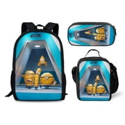 LIKURB Despicable Me 4 Schoolbag Backpack Lunch Bag Pencil Case Set Gift for Kids Students