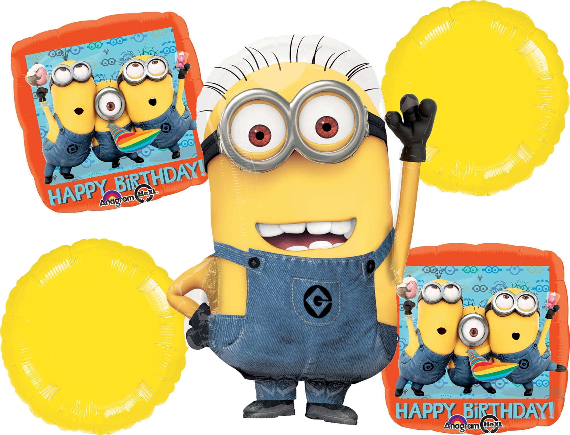 MAYFLOWER DISTRIBUTING Despicable Me 5pc Happy Birthday Minions Balloon Bouquet - Party Supplies