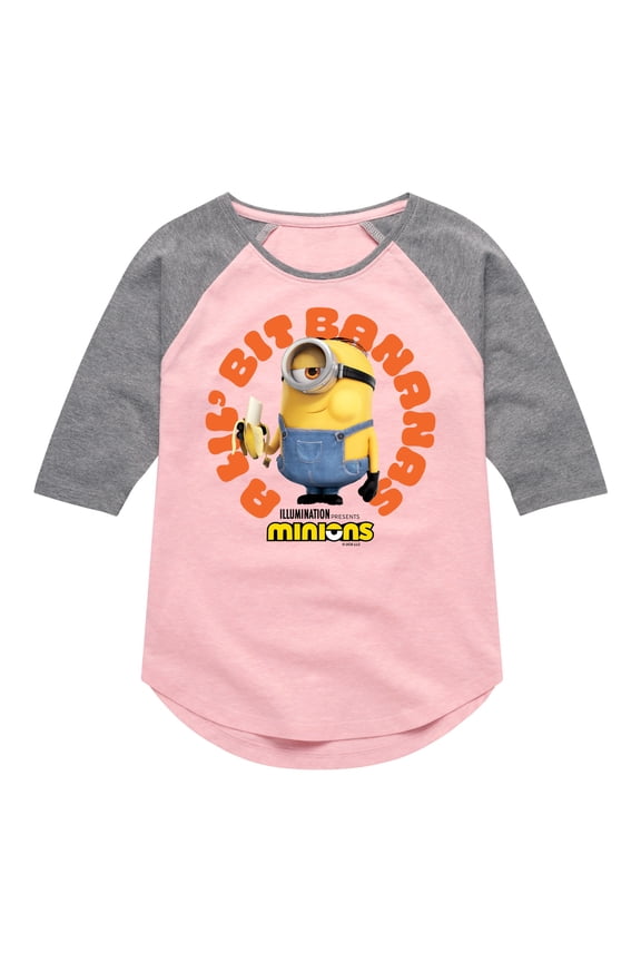 - A Lil Bit Bananas - Toddler & Youth Girls Raglan Graphic T-Shirt