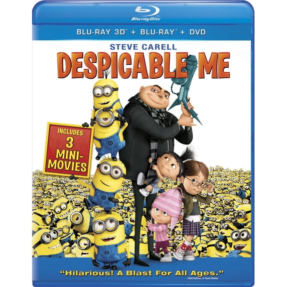 Despicable Me (Blu-ray 3D/Blu-ray/DVD, 2010, 3-Disc Set) NEW