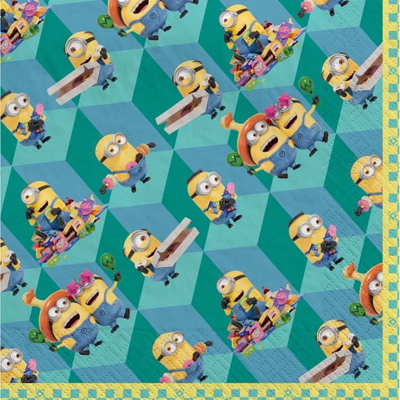 Prime Party Despicable Me Minions Lunch Napkins, Fun Birthday Party Supplies, 16 Count, 6.5 in.