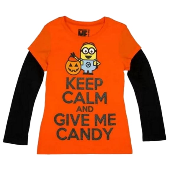 Despicable Me Girl Keep Calm Give Me Candy Halloween Long Sleeve T-Shirt L 10/12