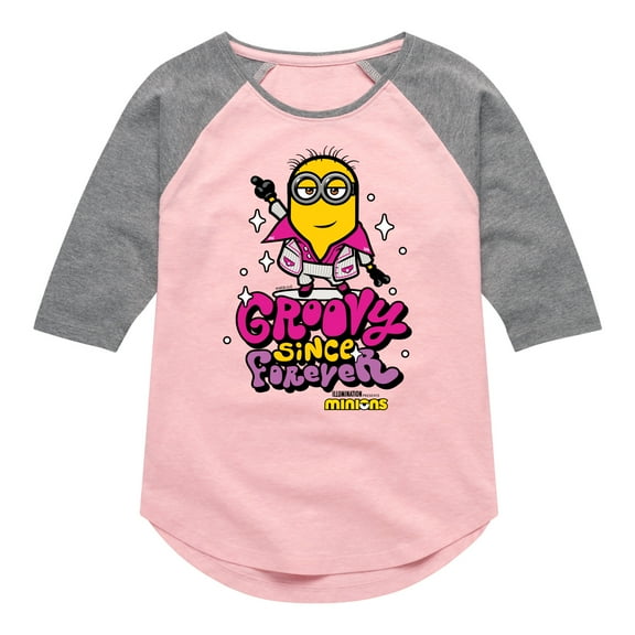 Despicable Me Minions - Groovy Since Forever - Toddler & Youth Girls Raglan Graphic T-Shirt
