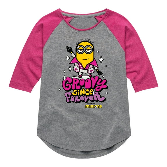 Despicable Me Minions - Groovy Since Forever - Toddler & Youth Girls Raglan Graphic T-Shirt