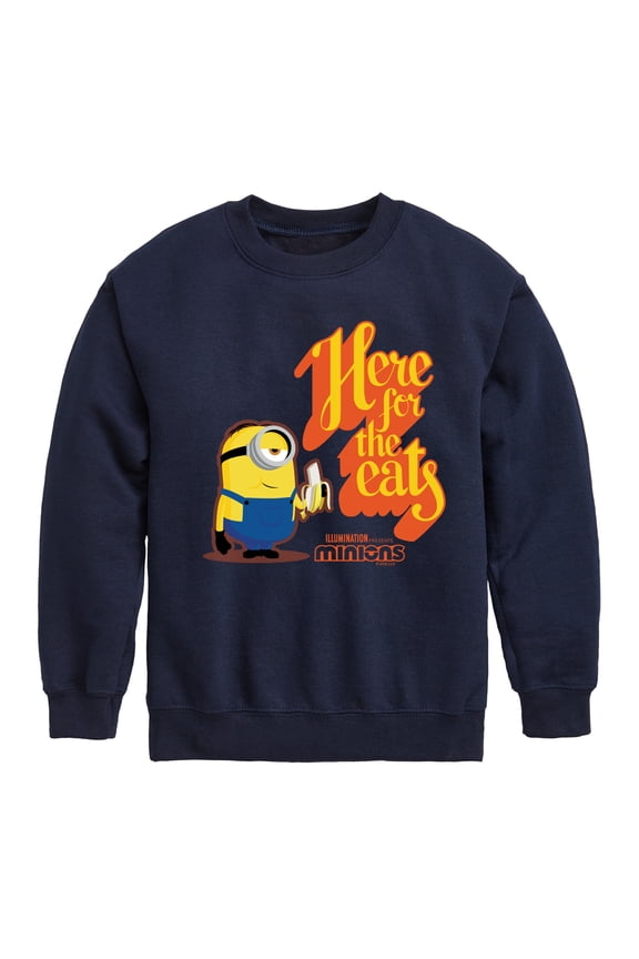 Minions - Only Here For The Eats  - Toddler & Youth Crewneck Fleece Sweatshirt
