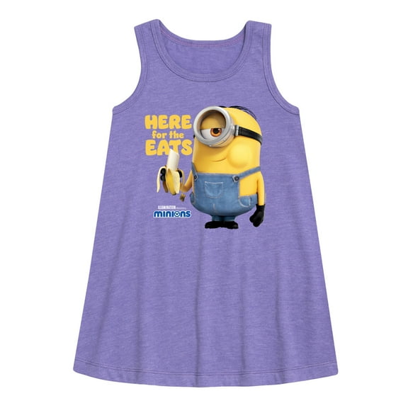 Despicable Me Minions - Only Here For The Eats - Toddler & Youth Girls A-line Dress