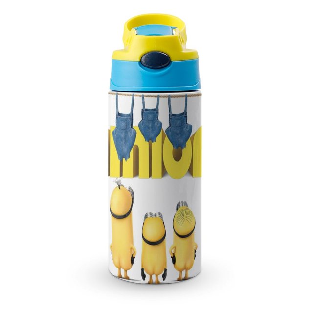 Despicable Me Kids Straw Water Bottle, Stainless Steel Vacuum Insulated