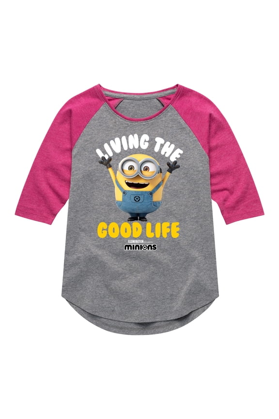 Minions - Living The Good Life - Toddler & Youth Girls Raglan Graphic T-Shirt
