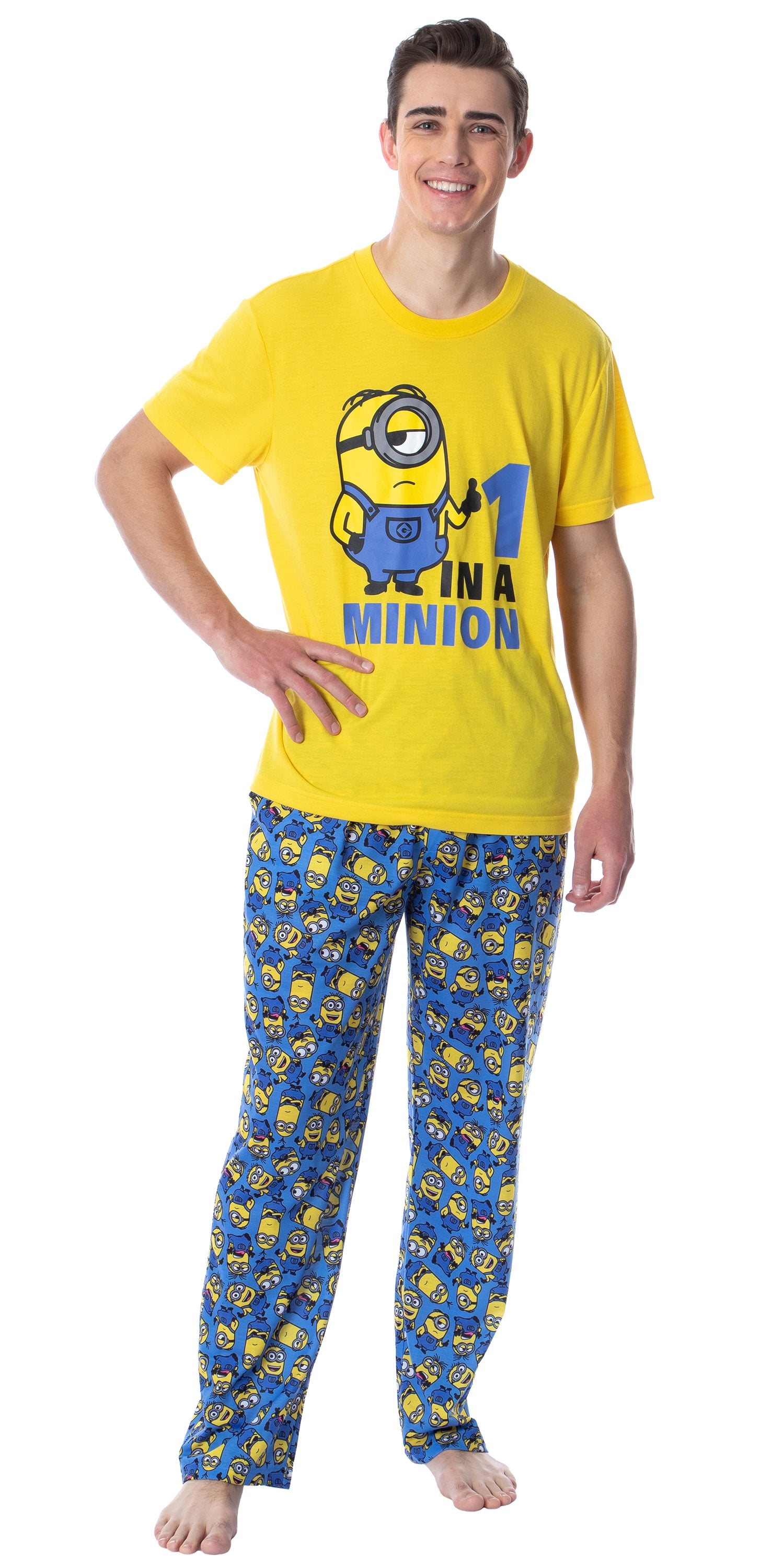 Despicable Me Mens Minions 1 In A Minion Raglan Sleep Pajama Set Walmart