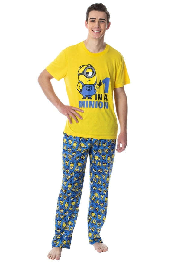 Despicable Me Mens' Minions 1 In A Minion Raglan Sleep Pajama Set