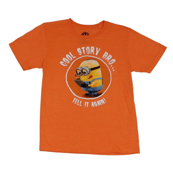 Despicable Me Mens T-Shirt - "Cool Story BroTell It Again" Noting Minon Pic (Medium)