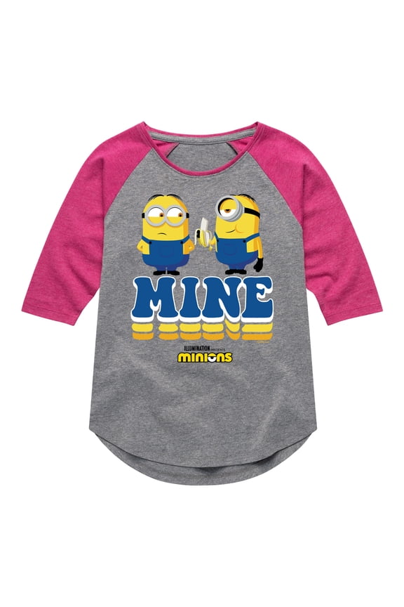 - Mine Retro - Toddler & Youth Girls Raglan Graphic T-Shirt