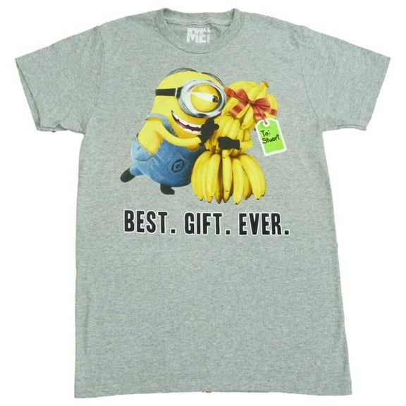 Despicable Me Minion Mens Gray Best Gift Ever T-Shirt Short Sleeve T Shirt M