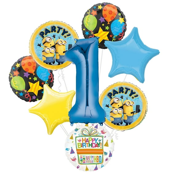 Despicable Me Minions 1st Birthday Party Supplies Balloon Bouquet Decorations