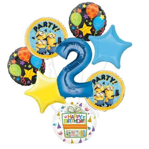 Despicable Me Minions 2nd Birthday Party Supplies Balloon Bouquet Decorations