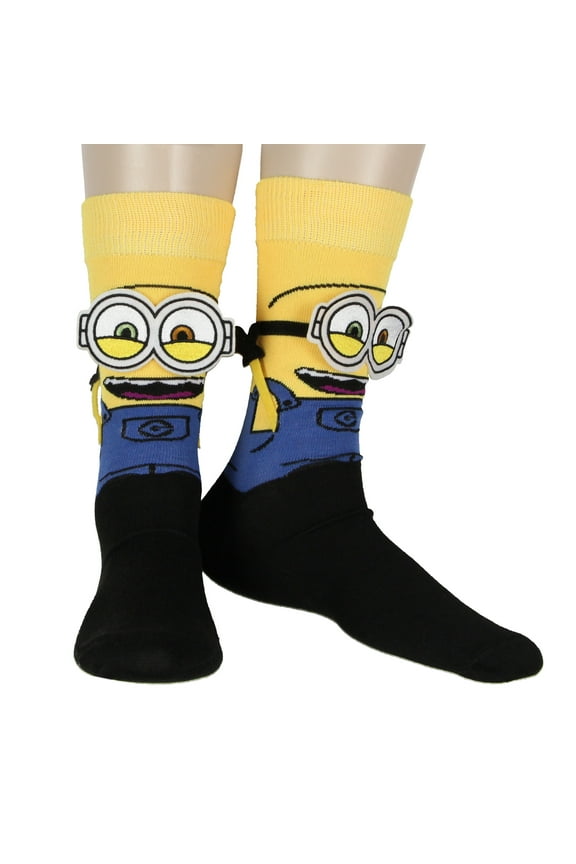 Despicable Me Minions Socks 3D Bob The Minion Character Soft And Stretchy Men's Crew Socks