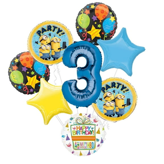 Despicable Me Minions 3rd Birthday Party Supplies Balloon Bouquet Decorations